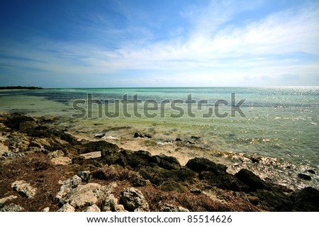 Bahia Honda National Park, Florida Keys, Florida, USA. Rocky Beach and Crystal Clear Atlantic Ocean.