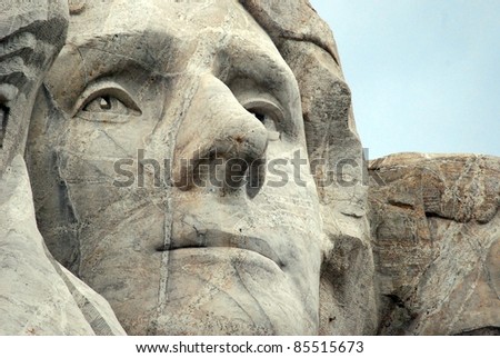 Mount Rushmore, South Dakota Black Hills: Thomas Jefferson Sculpture Face (April 13, 1743 - July 4, 1826) Was the Third President of the United States (1801-1809)