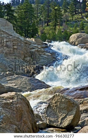 Colorado Rocky Mountains - Waterfall. Vertical Waterfall Photography. Location: Rocky Mountains National Park, Colorado, U.S.A.
