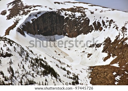 Colorado Rocky Mountains Early Summer Time. Snow Melting in Rocky Mountains National Park, Colorado, USA