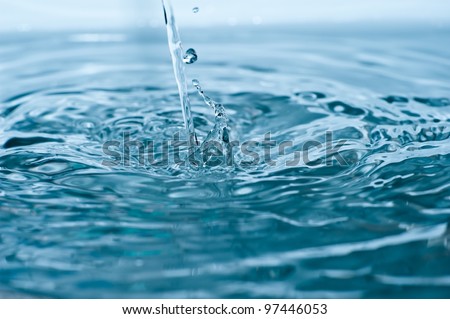 Water Flow Macro Photo. Crystal Clear Water Background. Horizontal Photo.