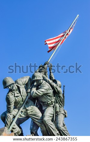 Arlington, Virginia, USA - June 24th, 2007 : front view of Iwo Jima Memorial dedicated to the U.S. Marines corps located near Arlington cemetery, across the Potomac river from Washington, D.C.