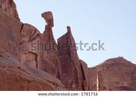 The Gossips, natural rock monument looking like an Egyptian head  in Arches National Park, Utah, USA