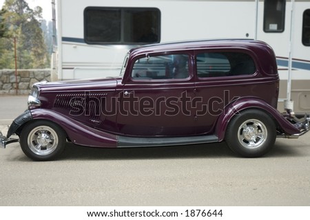 California, USA - May 5th, 2006 :  Old style 1930\'s Ford Coupe in camping ground in California, USA
