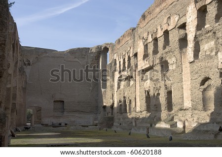 Baths of Caracalla, ancient roman public baths and leisure center, interior courtyard,  Rome, Italy