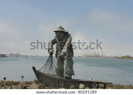WOODLEY ISLAND, CA - MAY 9 : memorial statue of  Fisherman created by  artist Dick Crane, commemorating  mariners who have lost their lives at sea . MAY 9, 2008 Woodley Island, California, USA