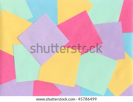 Several empty colored sheets for recording notes in the office