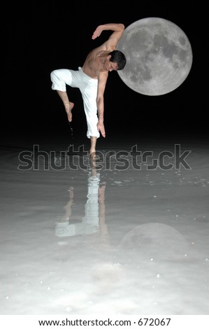 Man dances with moon