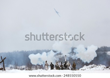 POROZHKI, LENINGRAD REGION, RUSSIA - JAN 25: Historical reenactment of the Operation January Thunder (1944) on January 25, 2015 in Porozhki, Leningrad region, Russia.