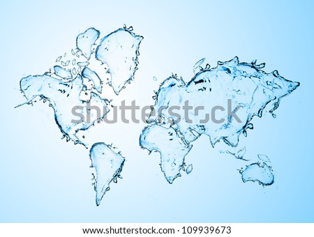 world map from water splashes