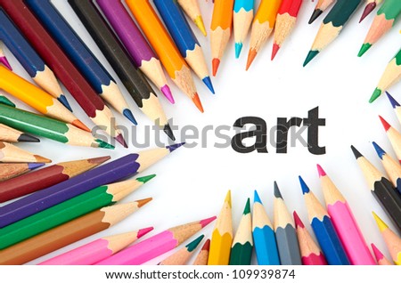Multicolored pencils isolated on white background love art