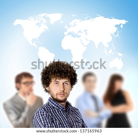 business people team with world map