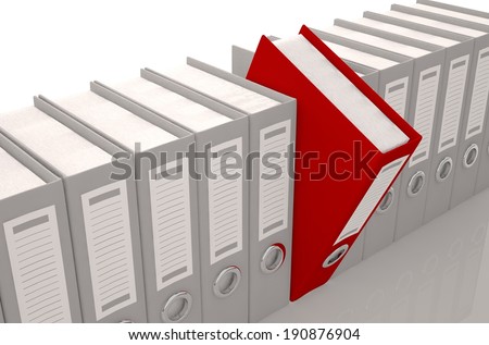 render illustration of archive folders with one selected