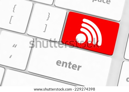 wifi concepts, with message on enter key of computer keyboard.