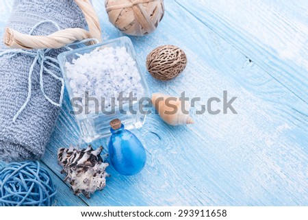 Spa stuff with sea salt and shell
