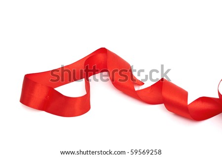 Red ribbons hanging down on white background