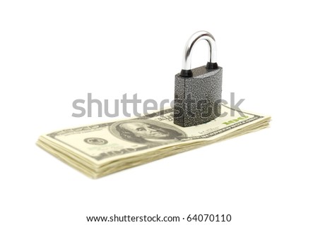 lock and money isolated on white