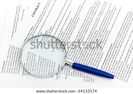 Magnifying Glass and document close up