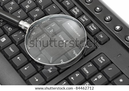 Magnifying glass, concept of on line security and investigation