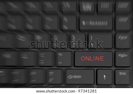 Computer keyboard with key online. Internet concept.