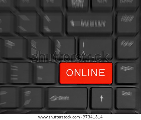 Computer keyboard with key online. Internet concept.