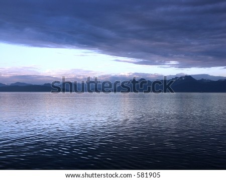 Cloudy Sunset on Fjord