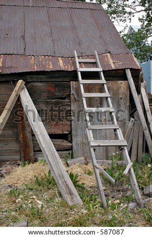 Old building and ladder