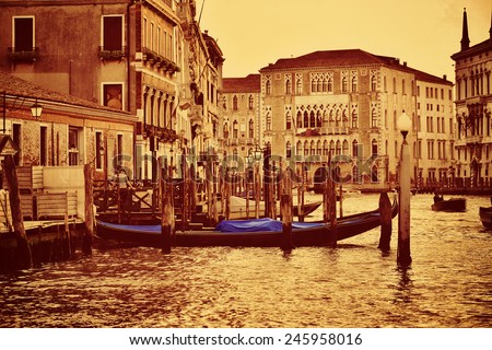 View on the Grand Canal in Venice.  Filtered image, vintage effect applied