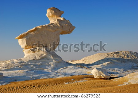 The limestone formation the Rabbit in the White desert, Sahara, Egypt