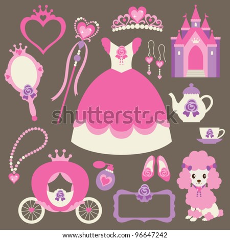 Vector illustration of princess design elements. Vector illustration of princess design elements.