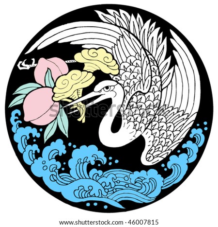 Egret bird fly over sea tattoo 