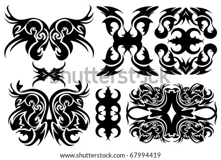 Abstract Black Tattoos Pattern Background Stock Photo 67994419