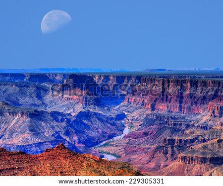 Large moon afternoon in the Grand Canyon