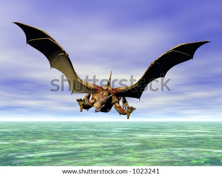 Flying dragon in attack posture