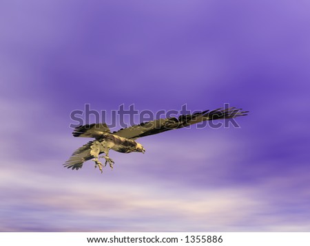 Eagle soaring against an azure sky