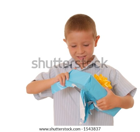 boy opening present