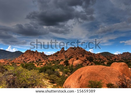 Stormy weather in Texas Canyon in Southwest Arizona