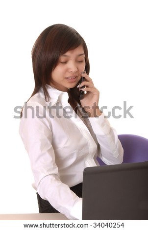 Lovely Asian business woman hard at work