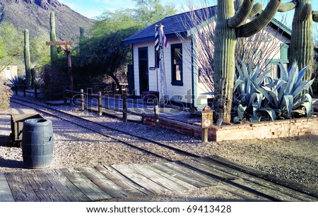 Old style train station in the desert southwest