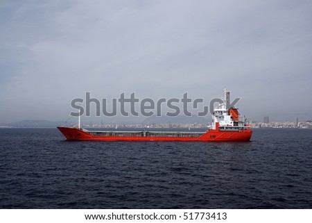 Merchant ship anchored