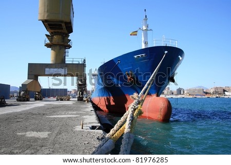 Merchant ship tied up