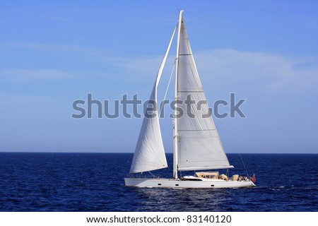 Sloop sailing in Alicante Bay, Spain