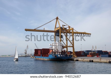 Merchant ship tied up in Alicante