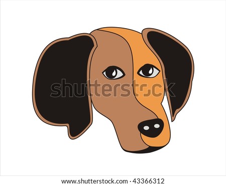 cartoon dog face. Abstract dog face divided
