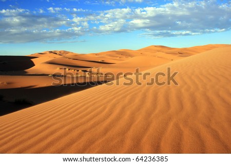Sand Desert with Dunes in Marocco, Africa