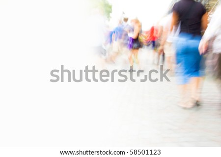 Inside hurrying crowd of people. Abstract picture with empty copyspace.