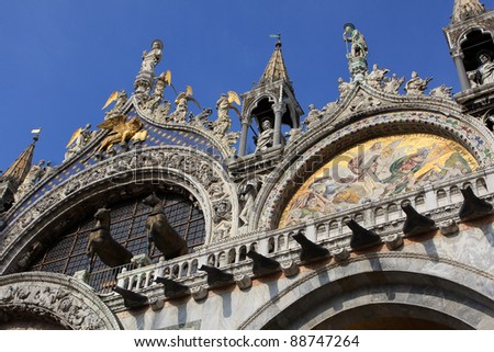 Detail of Saint Mark\'s Basilica, cathedral church at Piazza San Marco, Venice, Italy