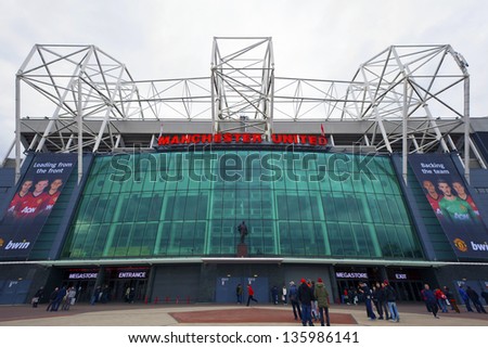Manchester, England - April 21: Old Trafford Stadium Is Home To Manchester United One Of The Wealthiest And Most Widely Supported Football Teams In The World. Manchester April 21, 2013.