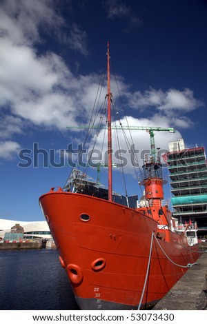 Liverpool waterside with red ship