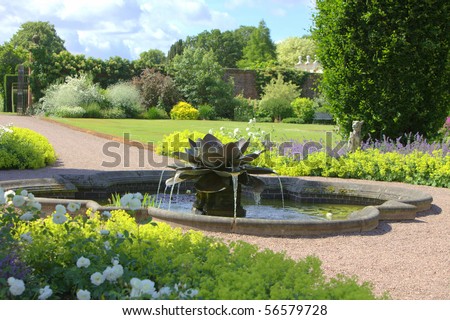 Water lilly fountain in the grounds of an English Stately Home gardens